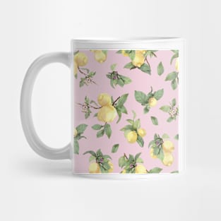 Watercolor lemon drawing on pink Mug